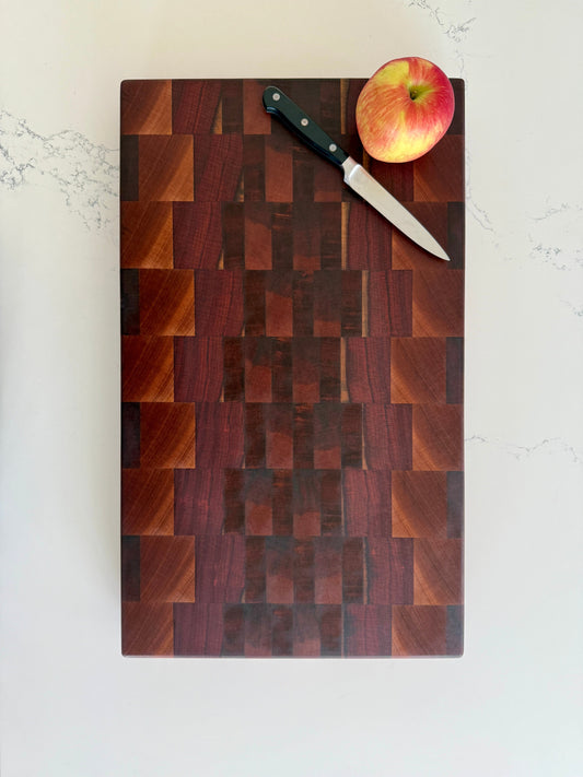 End Grain Cutting Board — Padauk & Sapele