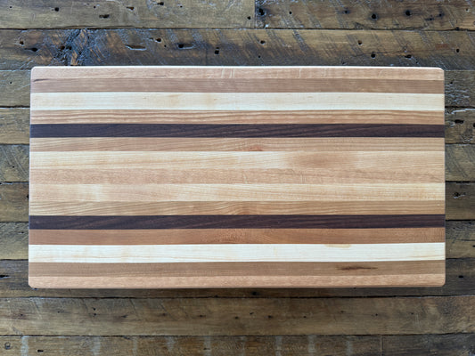 Edge Grain Cutting Board — Cherry, Walnut, Birch, Oak & Hard Maple — 19-3/8" × 10-5/16"