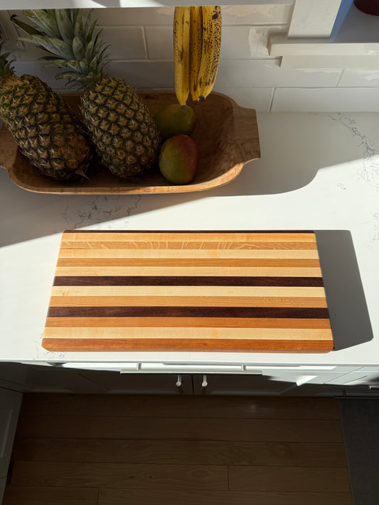 Edge Grain Cutting Board — Cherry, Walnut, Oak & Hard Maple — 18-15/16" × 10-5/16"