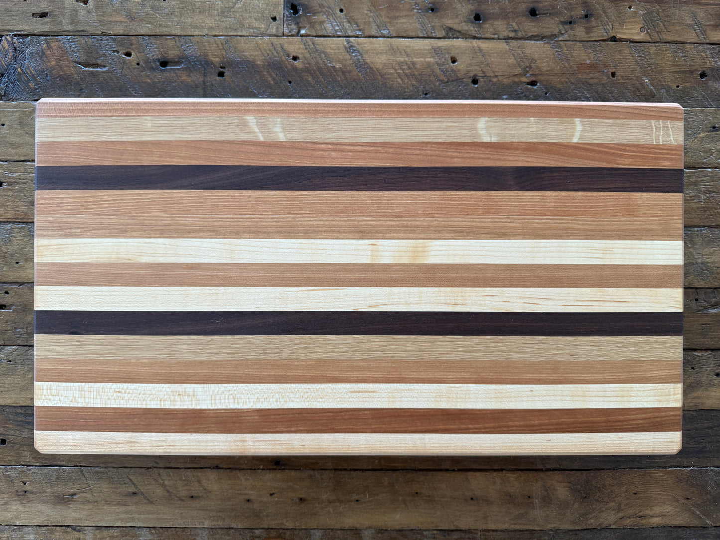 Edge Grain Cutting Board — Cherry, Walnut, Oak & Hard Maple — 18-15/16" × 10-5/16"