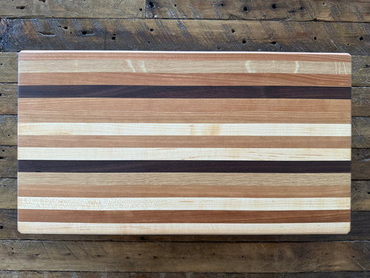 Edge Grain Cutting Board — Cherry, Walnut, Oak & Hard Maple — 18-15/16" × 10-5/16"