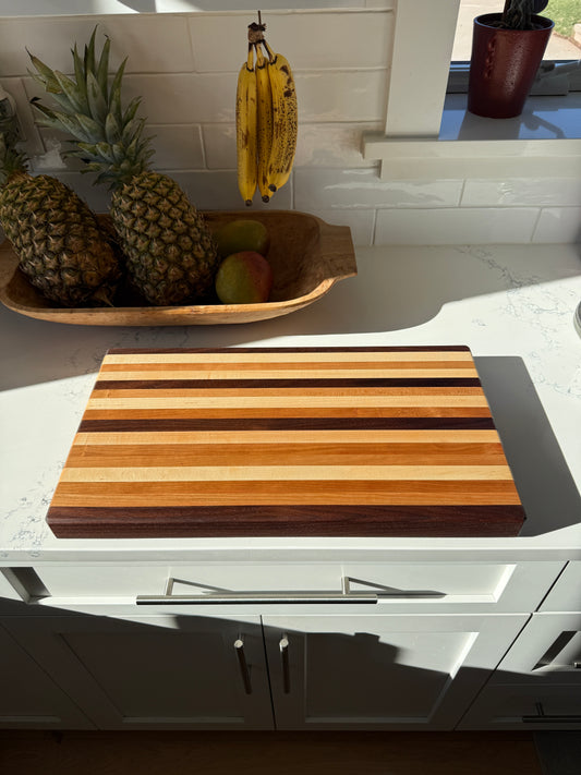 Edge Grain Cutting Board — Cherry, Walnut, & Hard Maple — 20-3/8" × 11-5/16"