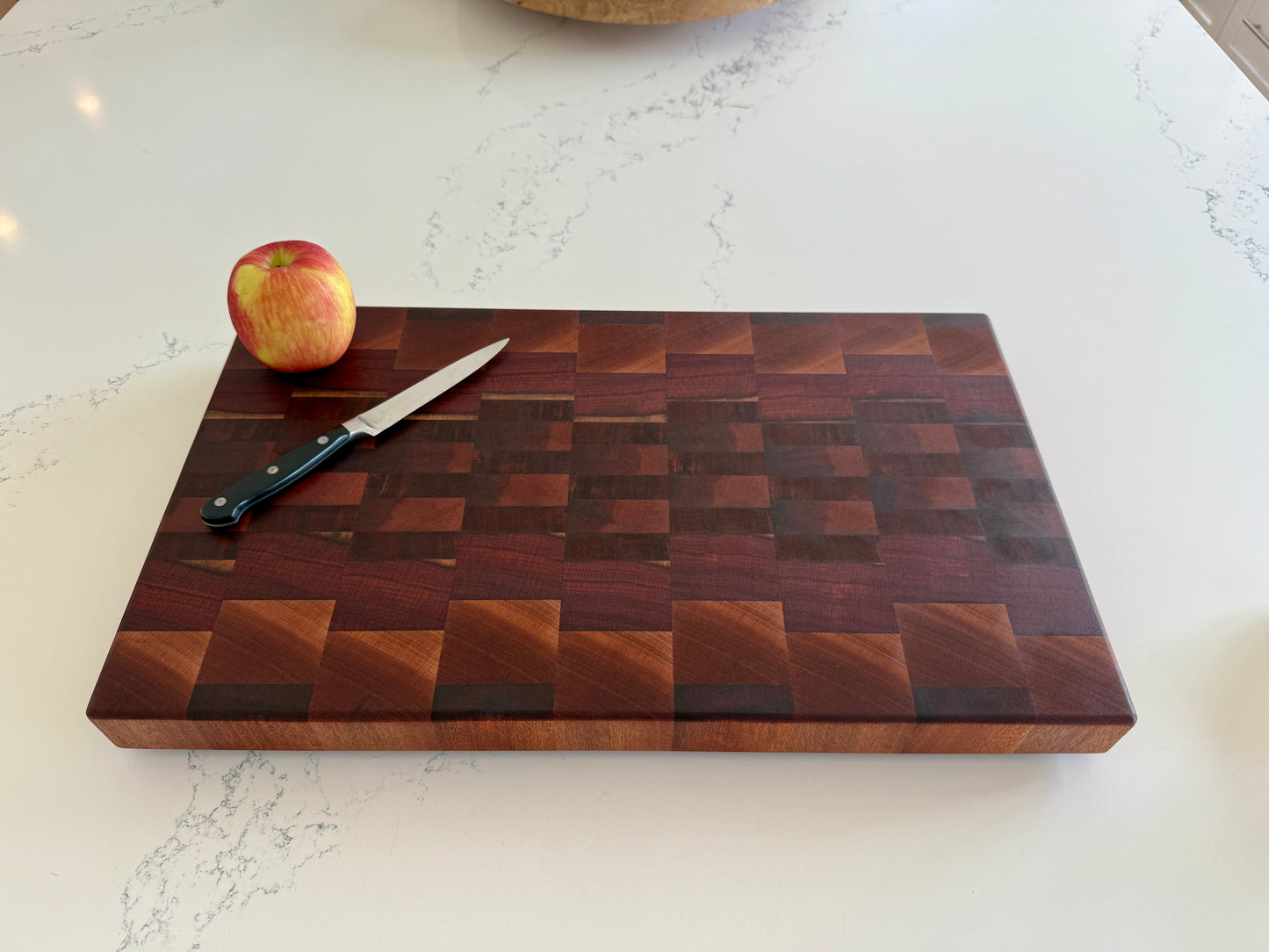 End Grain Cutting Board — Padauk & Sapele