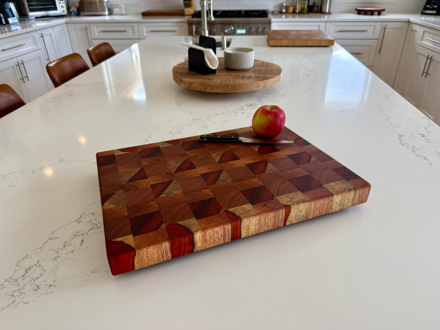End Grain Cutting Board — Padauk & Sapele