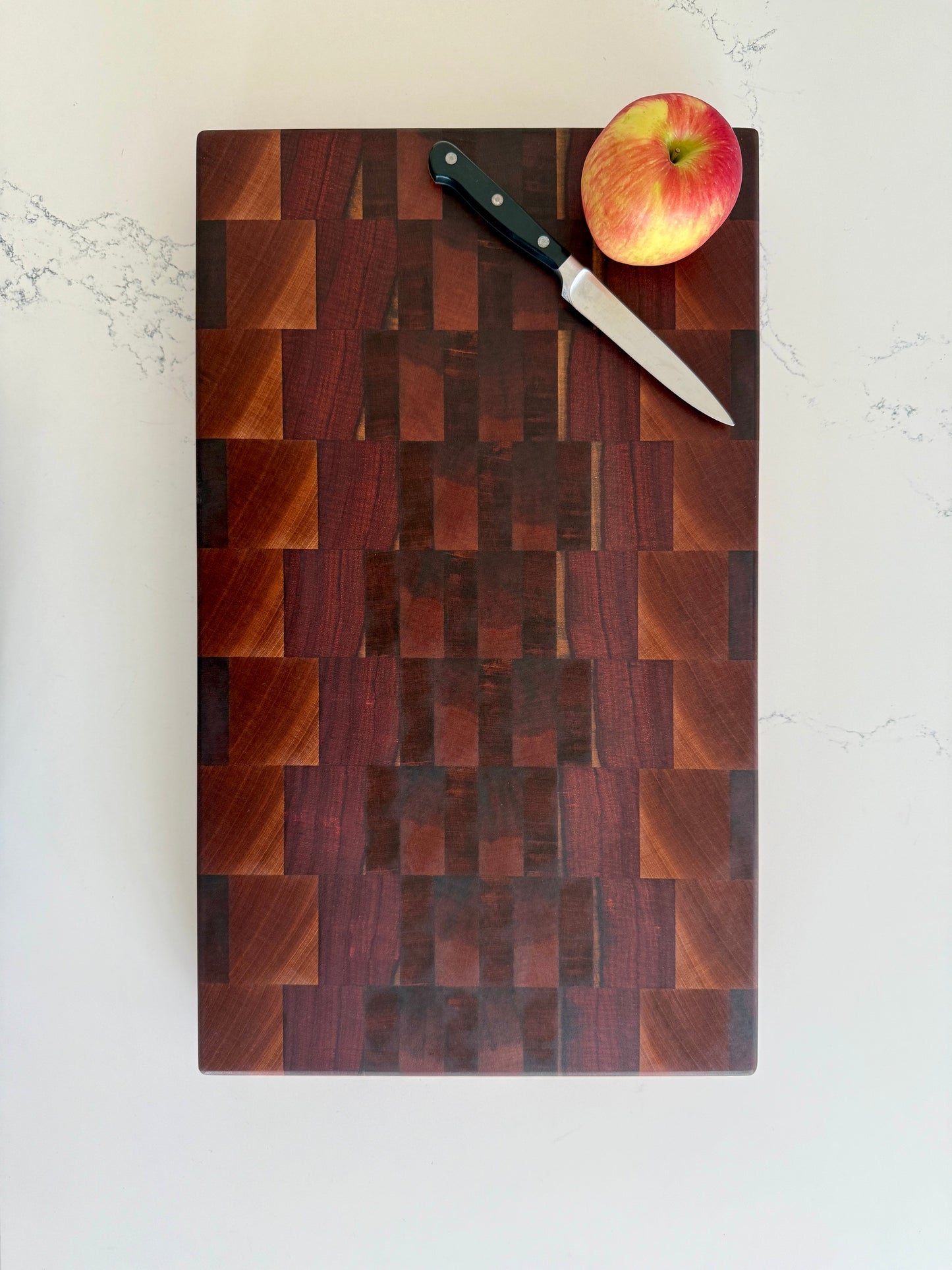 End Grain Cutting Board — Padauk & Sapele