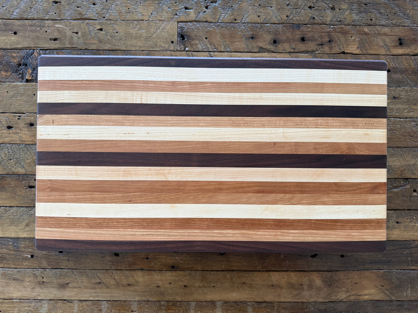 Edge Grain Cutting Board — Cherry, Walnut, & Hard Maple — 20-3/8" × 11-5/16"