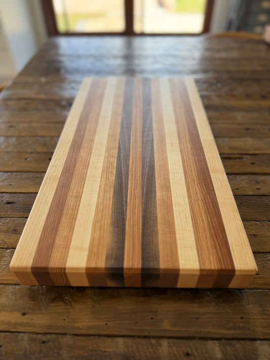 Edge Grain Cutting Board — Cherry, Walnut, Birch, Oak & Hard Maple — 18-3/4" × 10-1/16"