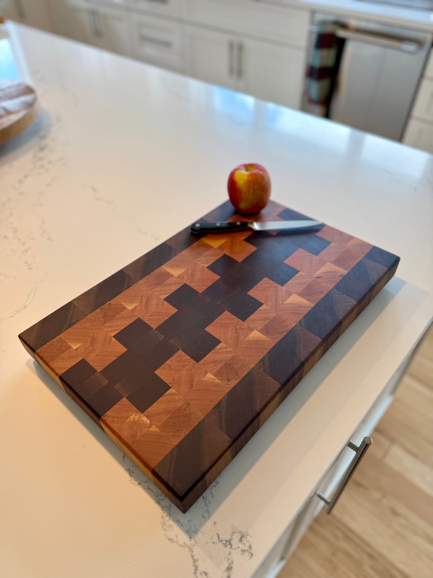 End Grain Cutting Board — Walnut, Padauk & Cherry