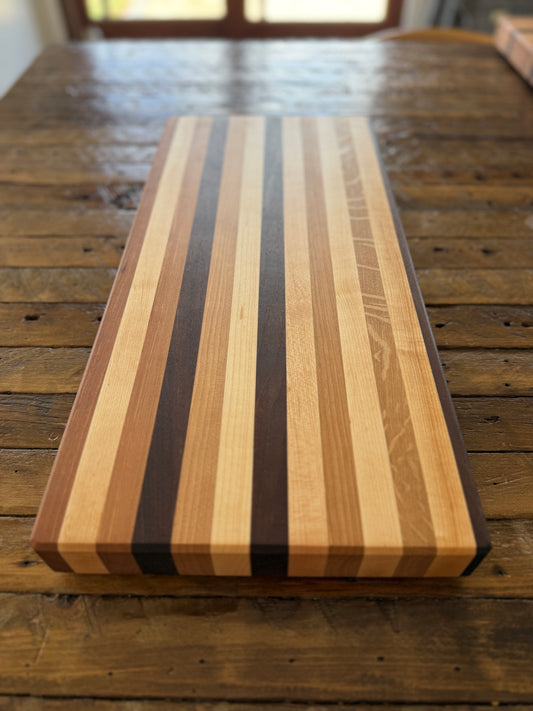 Edge Grain Cutting Board — Cherry, Walnut, Oak & Hard Maple — 20-7/16" × 9-9/16"