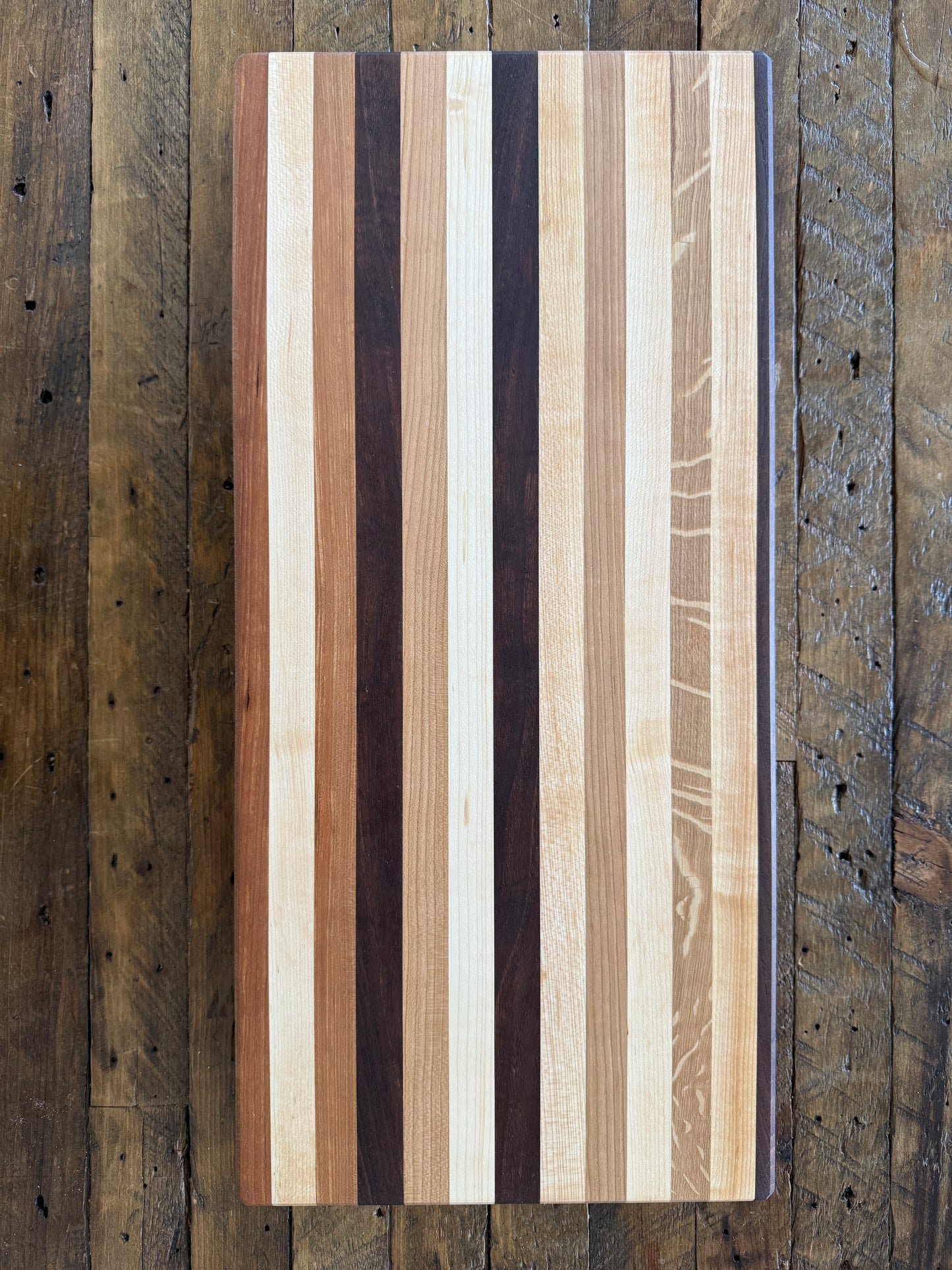 Edge Grain Cutting Board — Cherry, Walnut, Oak & Hard Maple — 20-7/16" × 9-9/16"