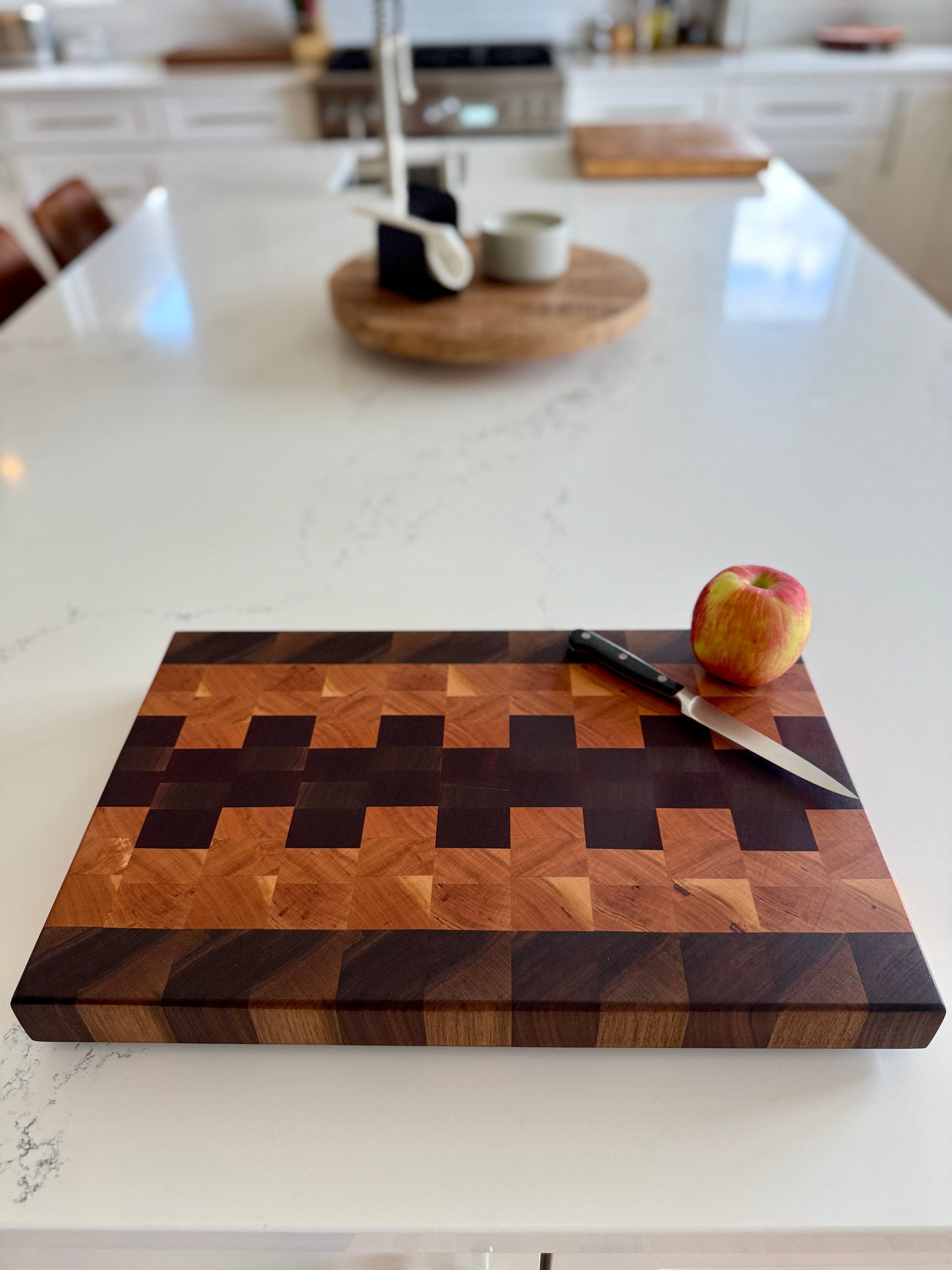 End Grain Cutting Board — Walnut, Padauk & Cherry