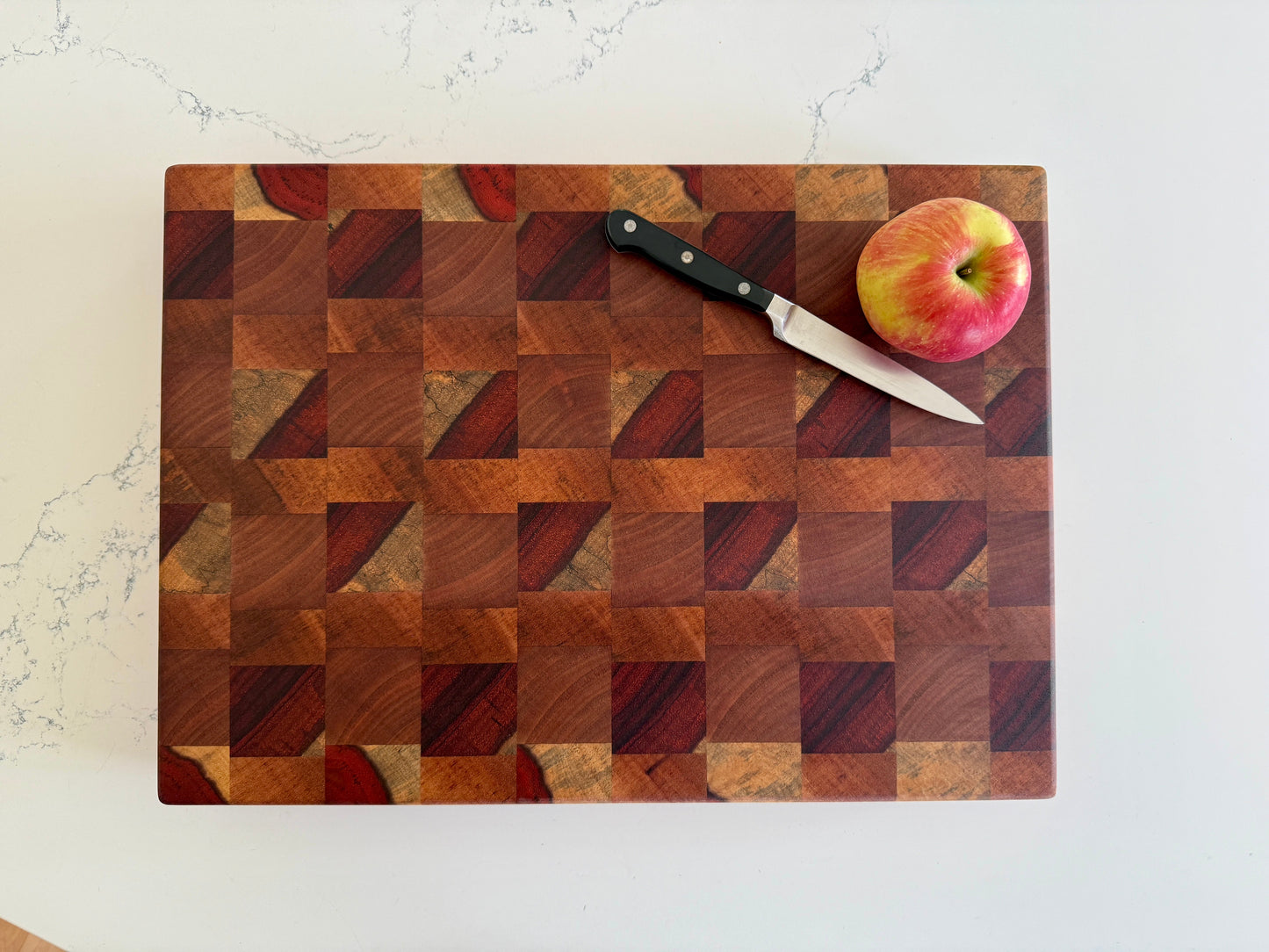 End Grain Cutting Board — Padauk & Sapele
